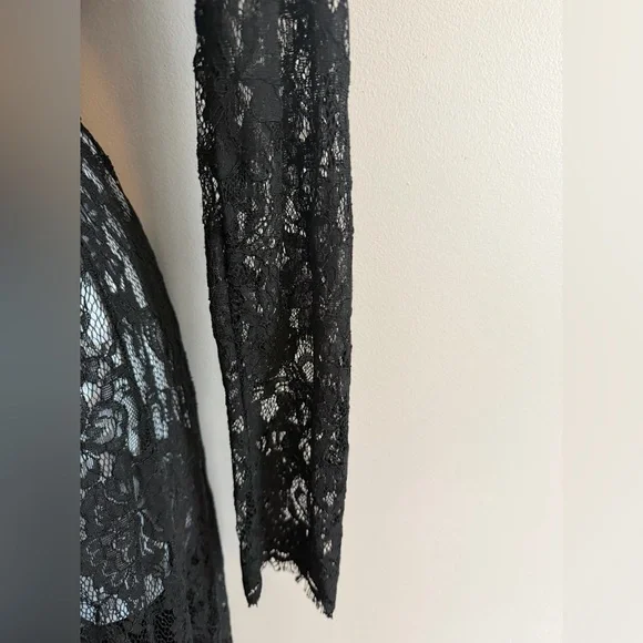 Revamped Black Floral Lace Belted Maxi Cardigan Kimono Size S - Picture 3 of 6